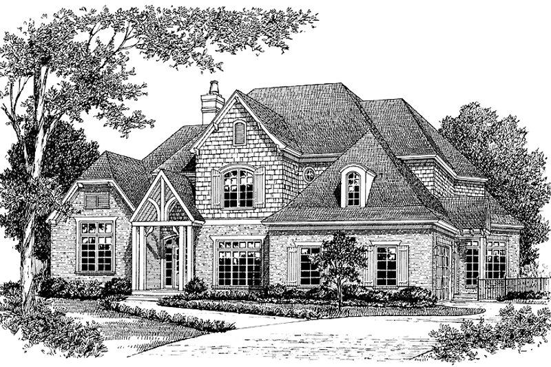 Dream House Plan - Exterior - Front Elevation 3 for European House Plan #453-315 - 5 bed, 4.5 bath