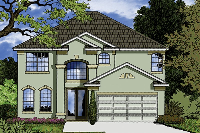 Home Plan - Exterior - Front Elevation 3 for Mediterranean House Plan #417-833 - 4 bed, 2.5 bath
