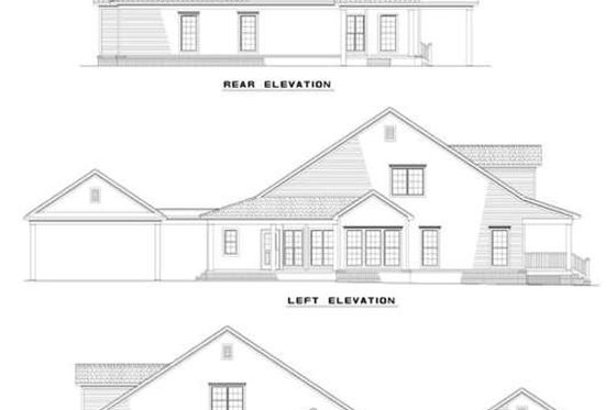 Exterior - Rear Elevation for Southern House Plan #17-1026 - 4 bed, 3 bath