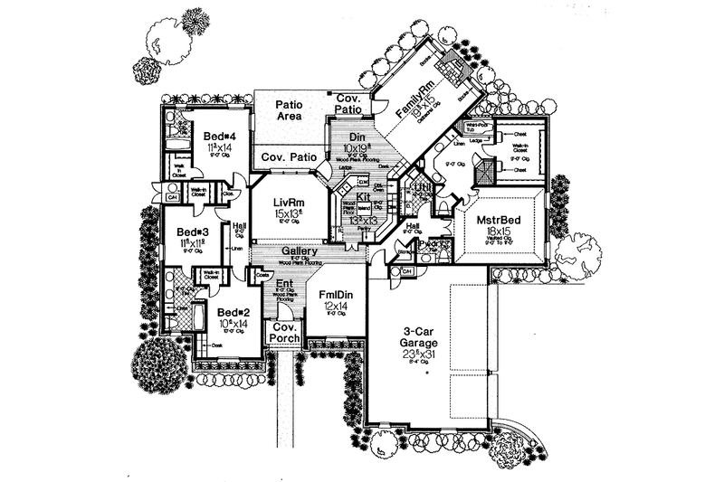 Home Plan - Floor Plan - Main Floor for Country House Plan #310-1100 - 4 bed, 3.5 bath