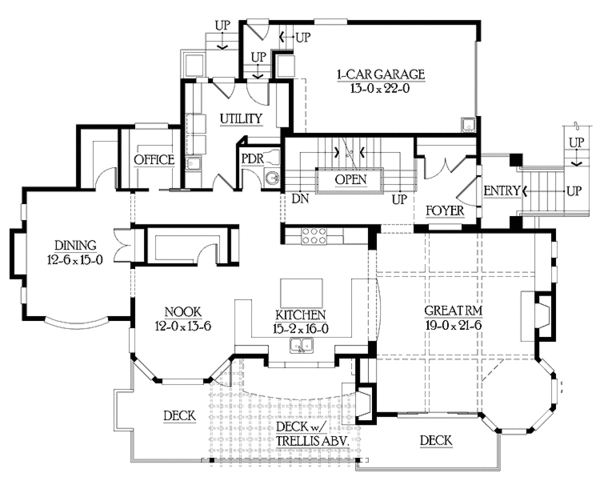House Blueprint - Craftsman Floor Plan - Main Floor Plan #132-474