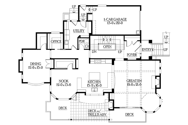 Home Plan - Floor Plan - Main Floor for Craftsman House Plan #132-474 - 4 bed, 3.5 bath