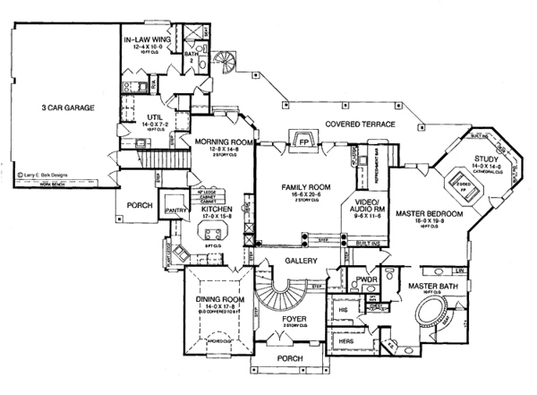 Architectural House Design - Mediterranean Floor Plan - Main Floor Plan #952-180