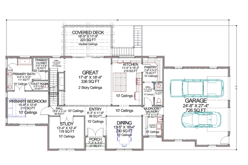 House Blueprint - Floor Plan - Main Floor for Traditional House Plan #1116-7 - 4 bed, 3.5 bath