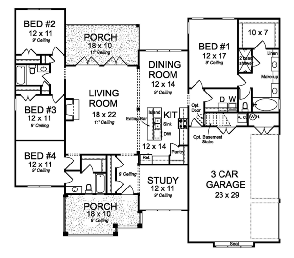 Home Plan - Ranch Floor Plan - Main Floor Plan #513-2159