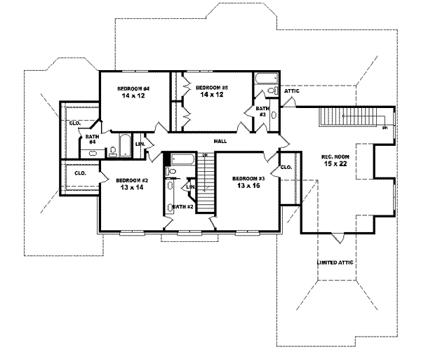 Colonial Floor Plan - Upper Floor Plan #81-615