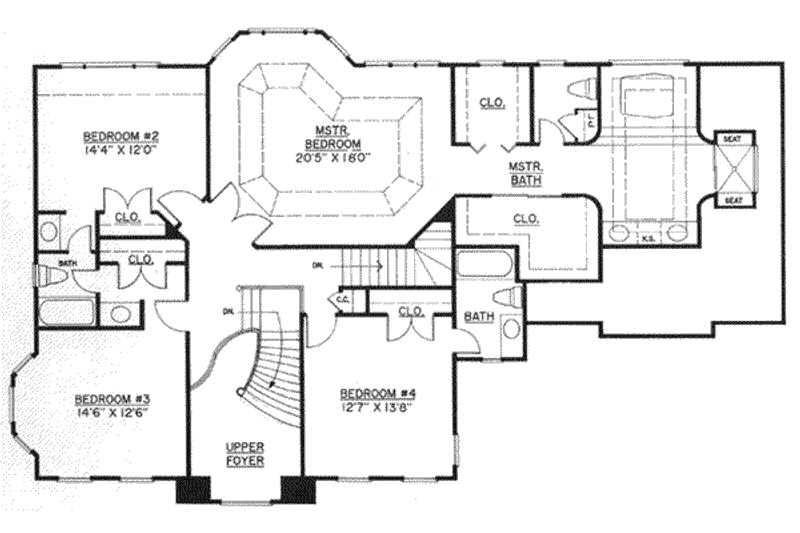 Dream House Plan - Floor Plan - Upper Floor for Colonial House Plan #119-112 - 4 bed, 3.5 bath