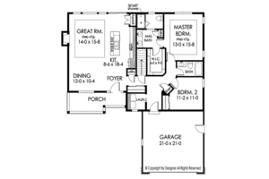 Ranch Style House Plan - 2 Beds 2 Baths 1408 Sq/Ft Plan #1010-178 ...