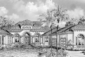 Architectural House Design - Exterior - Front Elevation for Mediterranean House Plan #1017-11 - 3 bed, 4 bath