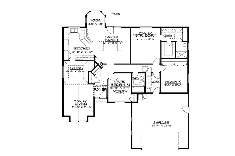 Architectural House Design - Floor Plan - Main Floor for Traditional House Plan #997-13 - 3 bed, 2 bath