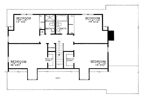 Architectural House Design - Colonial Floor Plan - Upper Floor Plan #72-554