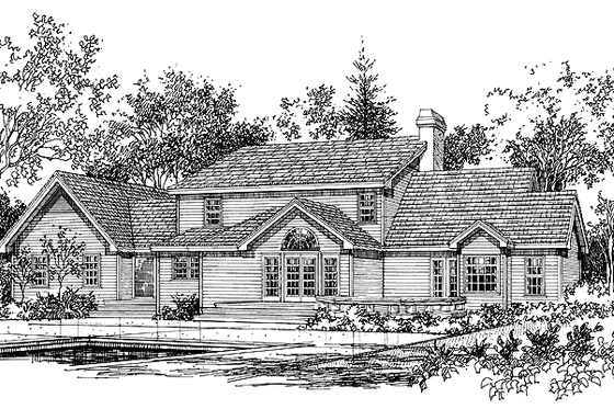 Exterior - Rear Elevation for Country House Plan #929-126 - 4 bed, 3.5 bath