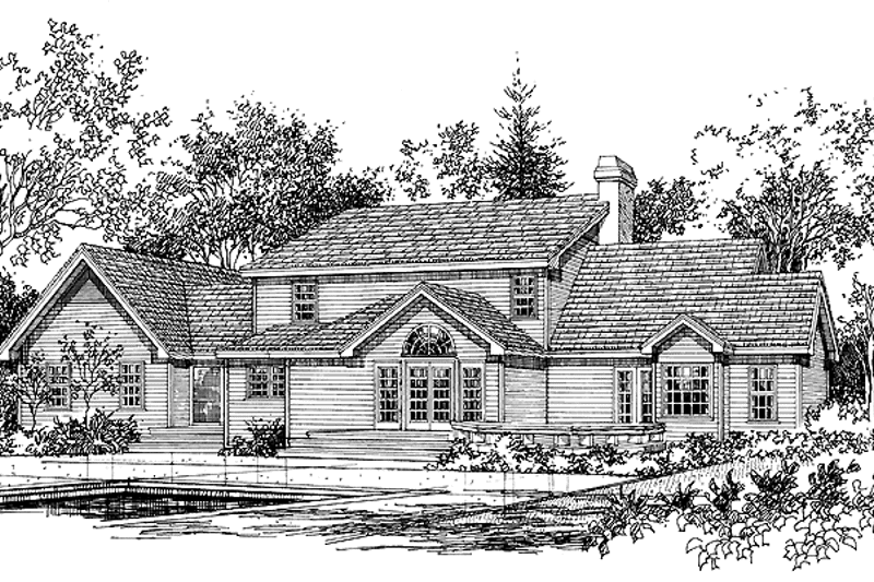 Architectural House Design - Exterior - Rear Elevation for Country House Plan #929-126 - 4 bed, 3.5 bath