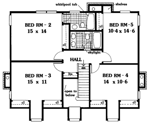 Farmhouse Floor Plan - Upper Floor Plan #3-329