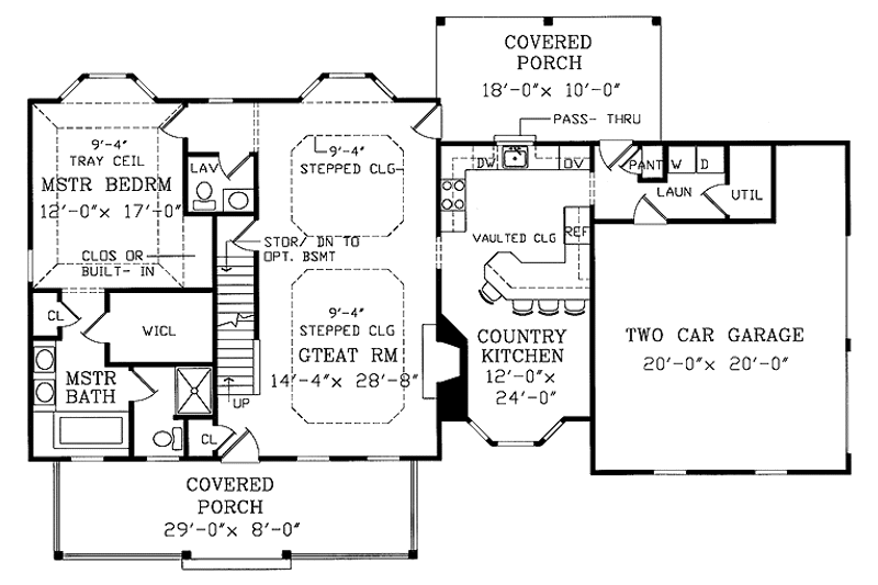House Design - Floor Plan - Main Floor for Country House Plan #314-204 - 3 bed, 2.5 bath