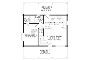 Floor Plan - Main Floor for Log House Plan #17-2935 - 2 bed, 1 bath