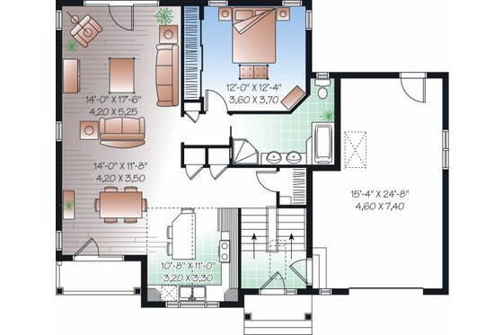 Floor Plan - Main Floor for Traditional House Plan #23-817 - 3 bed, 2 bath