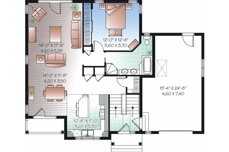House Blueprint - Floor Plan - Main Floor for Traditional House Plan #23-817 - 3 bed, 2 bath