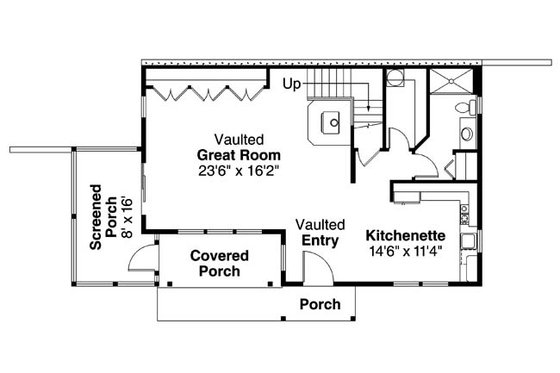 Floor Plan - Main Floor for Craftsman House Plan #124-554 - 1 bed, 1 bath