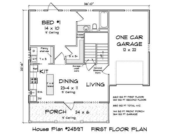 House Blueprint - Cottage Floor Plan - Main Floor Plan #513-2390