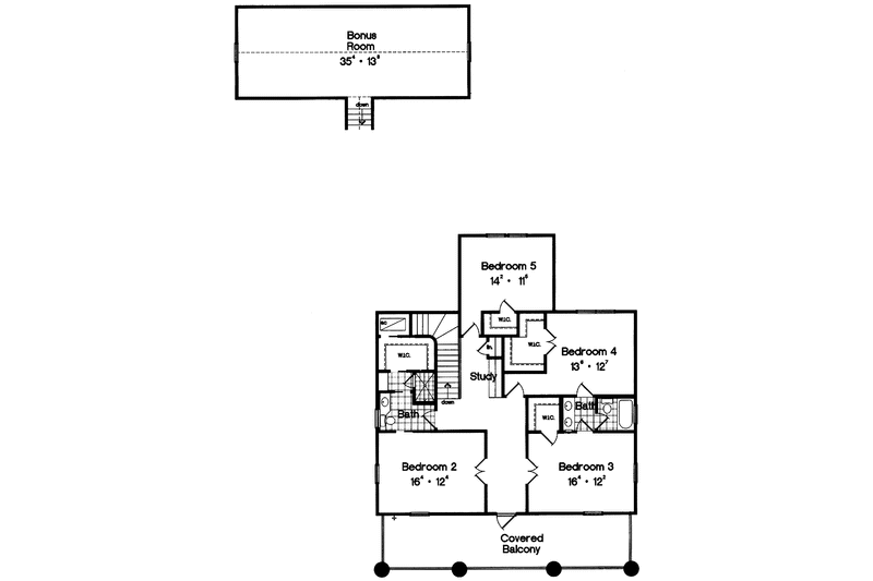 Home Plan - Floor Plan - Upper Floor for Classical House Plan #417-794 - 5 bed, 3 bath