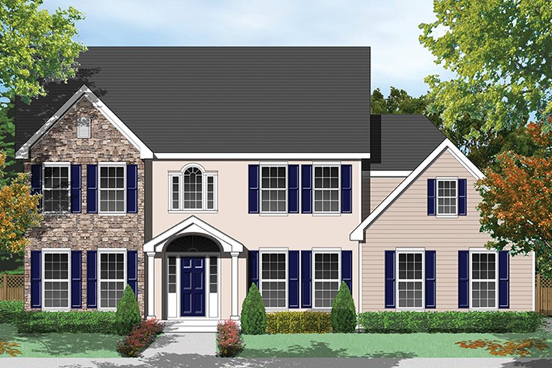 Architectural House Design - Colonial Exterior - Front Elevation Plan #1053-61