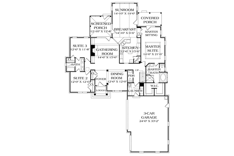 Home Plan - Floor Plan - Main Floor for Traditional House Plan #453-622 - 3 bed, 2.5 bath