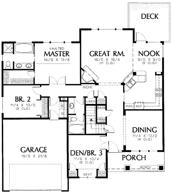 House Plan Design - Craftsman Floor Plan - Main Floor Plan #48-759
