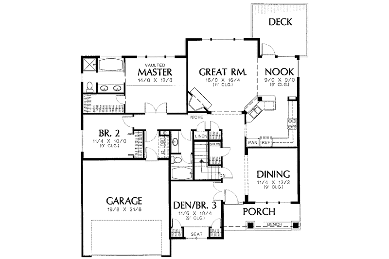 House Plan Design - Floor Plan - Main Floor for Craftsman House Plan #48-759 - 3 bed, 2 bath