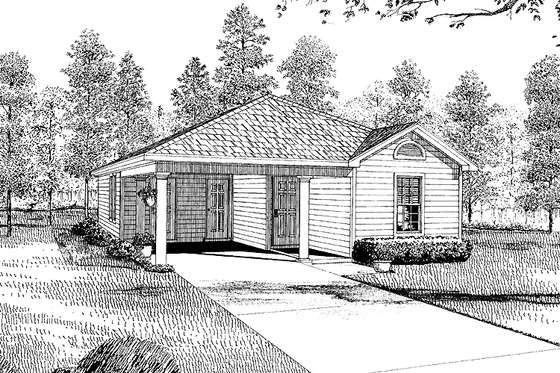 Exterior - Front Elevation 3 for Ranch House Plan #17-2809 - 3 bed, 2 bath