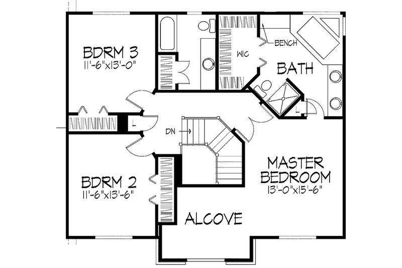 Dream House Plan - Floor Plan - Upper Floor for European House Plan #51-874 - 3 bed, 2.5 bath