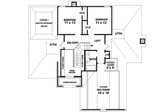 Floor Plan - Upper Floor for Traditional House Plan #81-742 - 3 bed, 2.5 bath