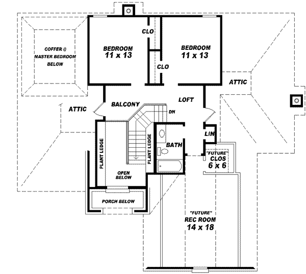 Traditional Floor Plan - Upper Floor Plan #81-742