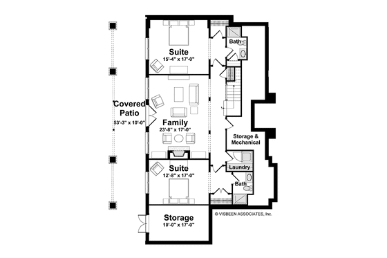 Floor Plan - Lower Floor for Traditional House Plan #928-212 - 4 bed, 4 bath