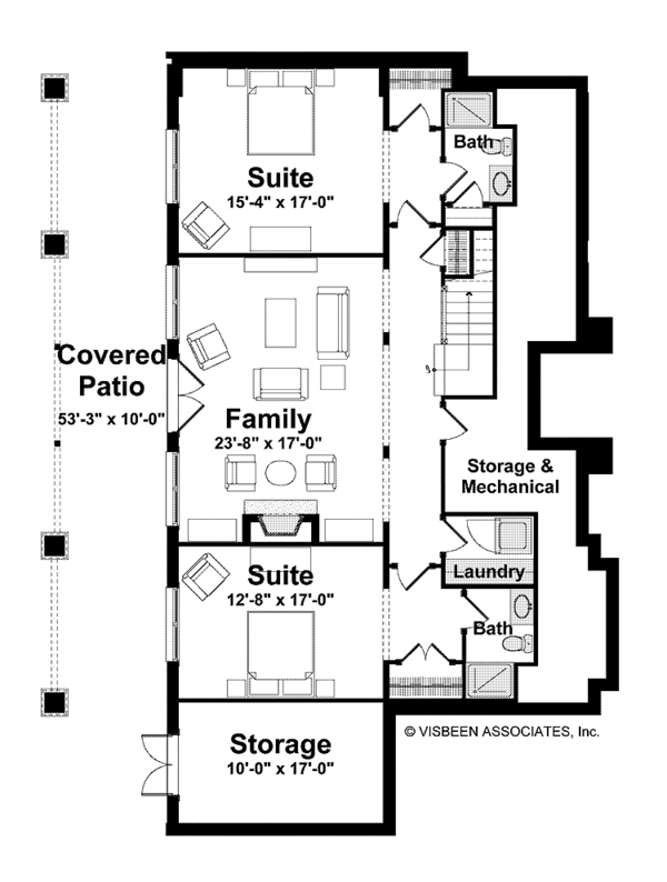 House Design - Traditional Floor Plan - Lower Floor Plan #928-212