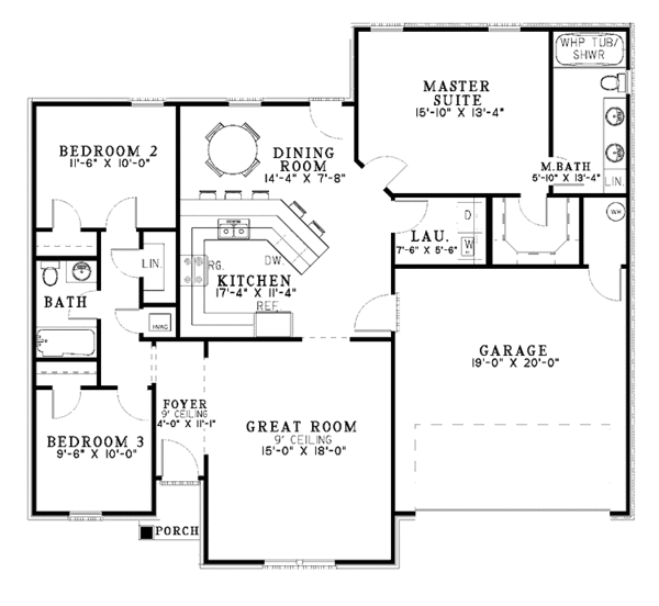 House Plan Design - Ranch Floor Plan - Main Floor Plan #17-3008