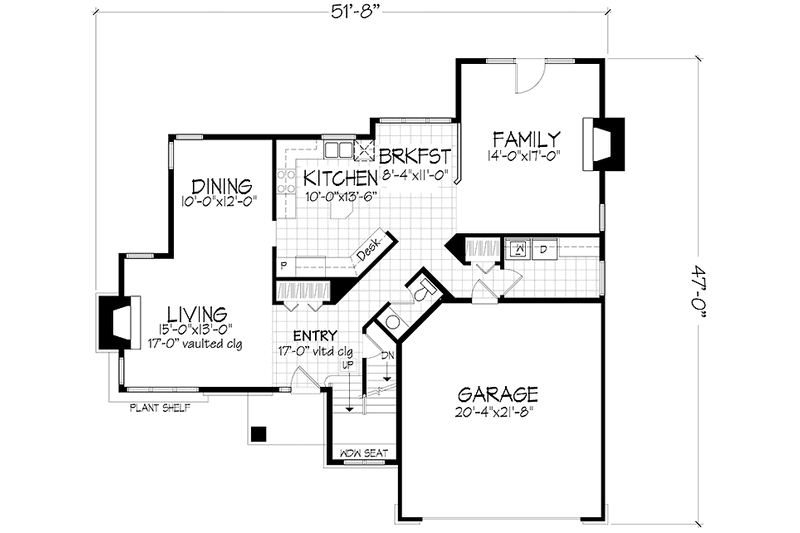 Dream House Plan - Floor Plan - Main Floor for Prairie House Plan #320-1077 - 3 bed, 2.5 bath
