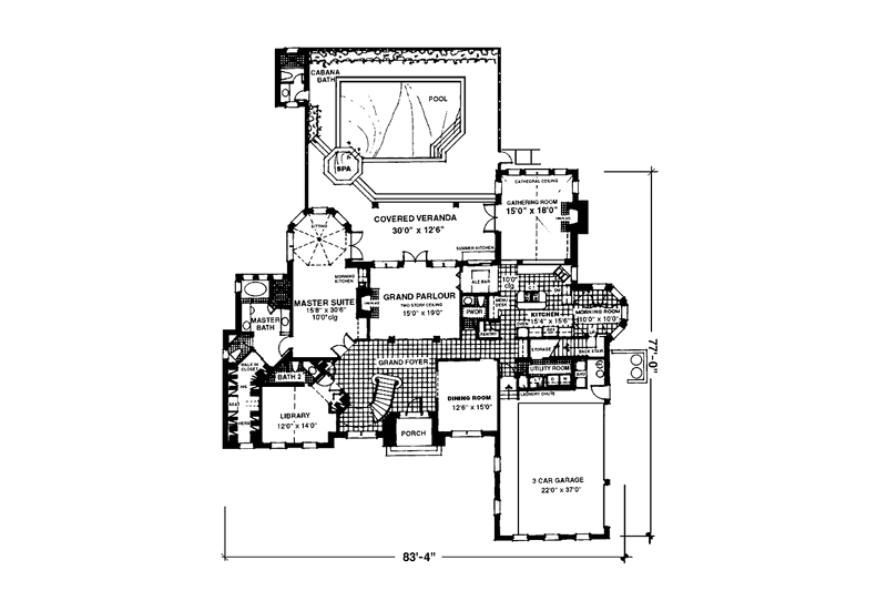 Home Plan - Floor Plan - Main Floor for Country House Plan #1007-48 - 4 bed, 5.5 bath