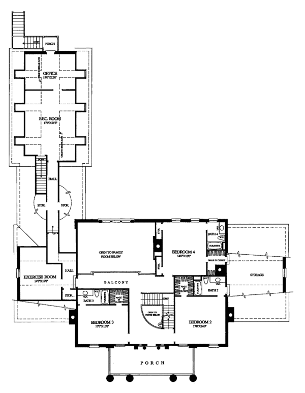 House Design - Classical Floor Plan - Upper Floor Plan #137-307