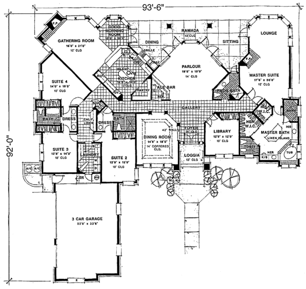 Dream House Plan - Mediterranean Floor Plan - Main Floor Plan #1007-5