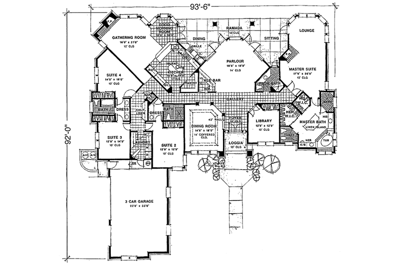 Dream House Plan - Floor Plan - Main Floor for Mediterranean House Plan #1007-5 - 4 bed, 4 bath