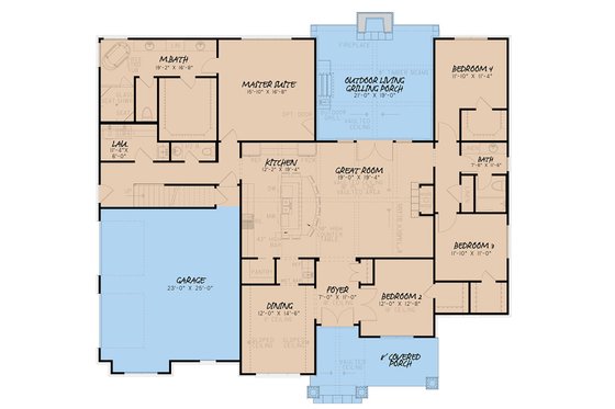 Floor Plan - Main Floor for Craftsman House Plan #923-148 - 4 bed, 3.5 bath