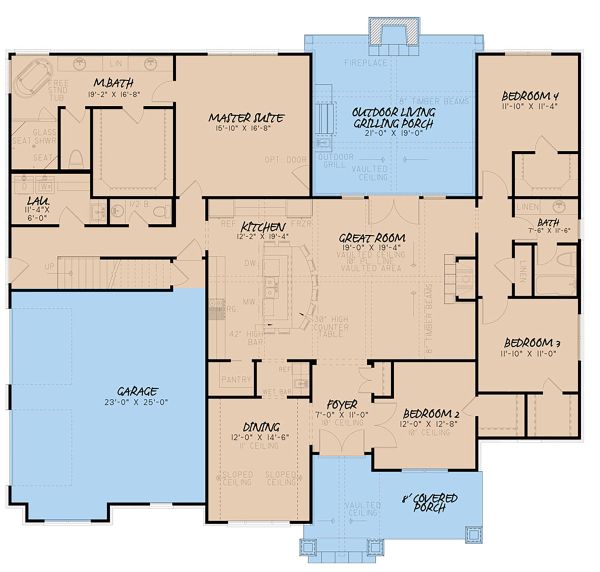 House Blueprint - Craftsman Floor Plan - Main Floor Plan #923-148