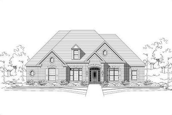 Exterior - Front Elevation for European House Plan #411-574 - 4 bed, 3 bath