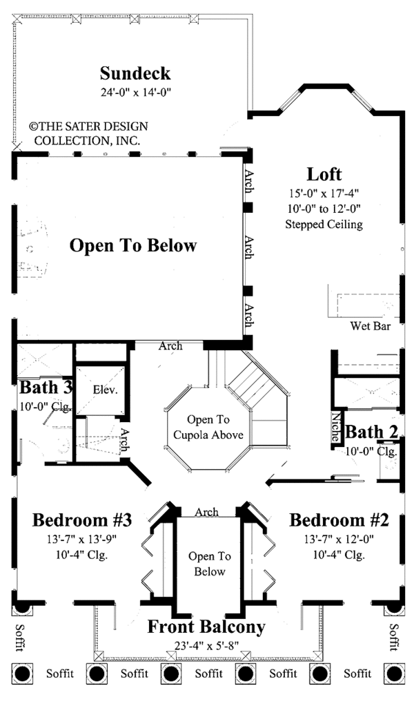 Architectural House Design - Southern Floor Plan - Upper Floor Plan #930-406