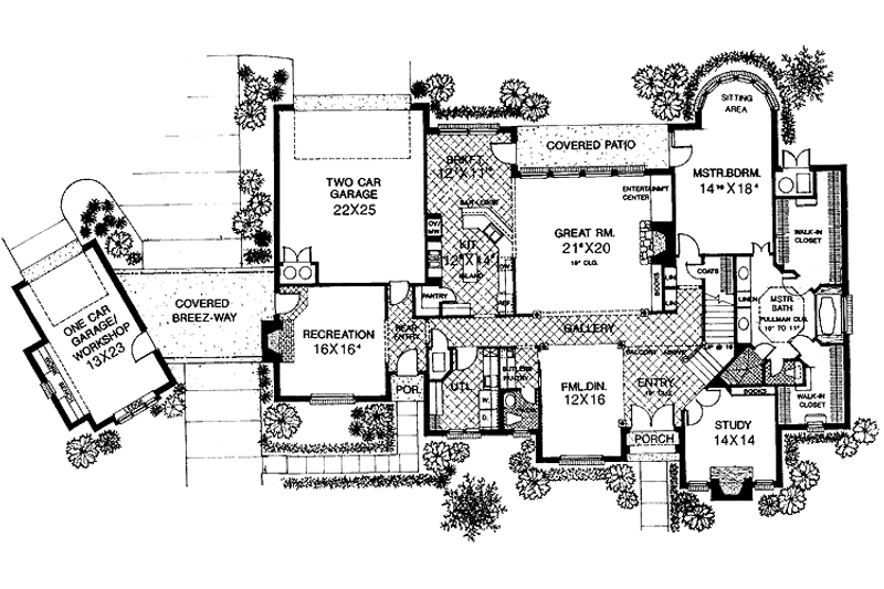 Home Plan - Floor Plan - Main Floor for Country House Plan #310-1138 - 4 bed, 3.5 bath