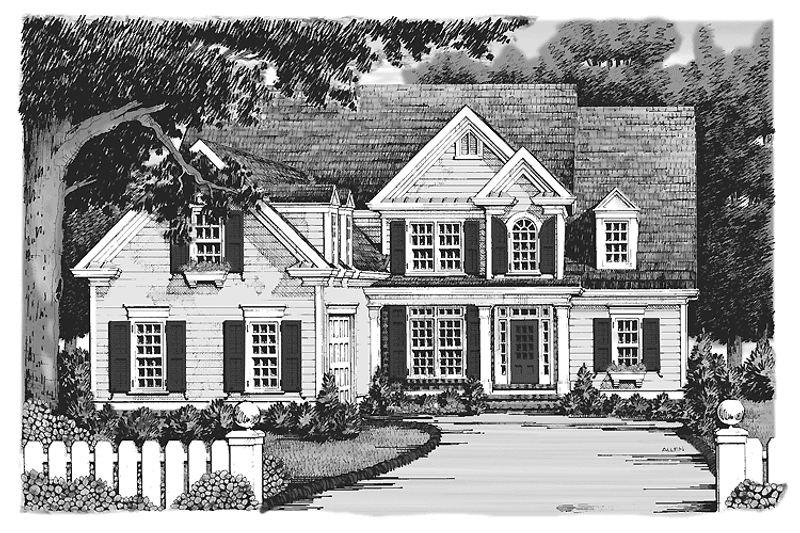 House Blueprint - Exterior - Front Elevation 3 for Colonial House Plan #927-900 - 3 bed, 2.5 bath