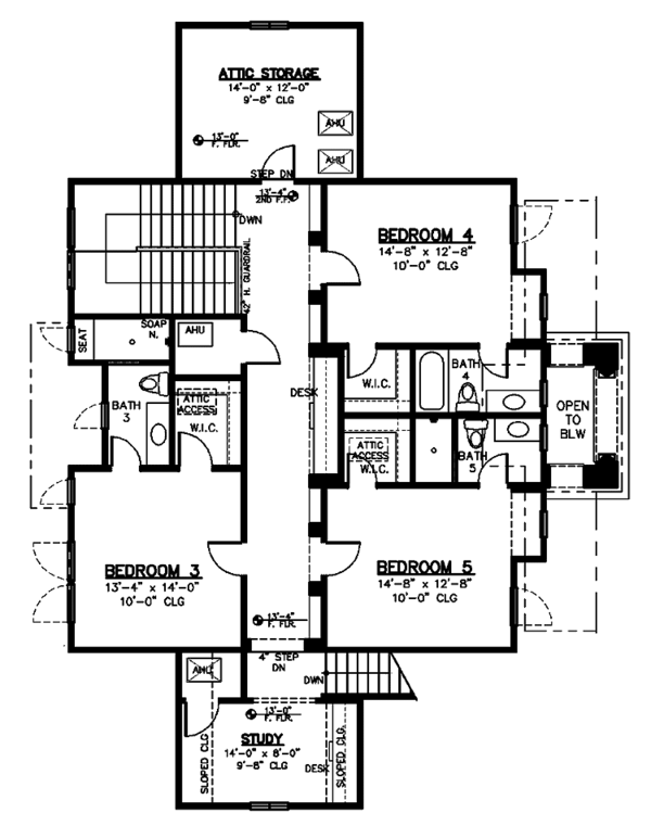 Architectural House Design - Mediterranean Floor Plan - Upper Floor Plan #1019-14