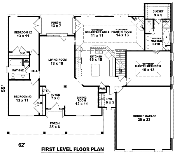 Southern Floor Plan - Main Floor Plan #81-1029