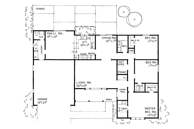 Home Plan - Floor Plan - Main Floor for Country House Plan #72-568 - 3 bed, 2.5 bath